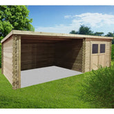 Abri de jardin Rohan 8,88m² en bois traité autoclave 28mm avec terrasse couverte - SOLID Ma boutique
